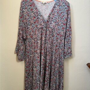 Boden Multicolor Floral Long Sleeve Dress